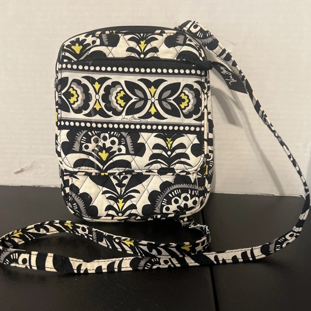 Vera Bradley Black, White, and Yellow Crossbody Bag